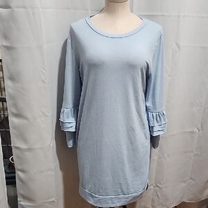 Light Blue Ruffle Sleeve Women's Long Top